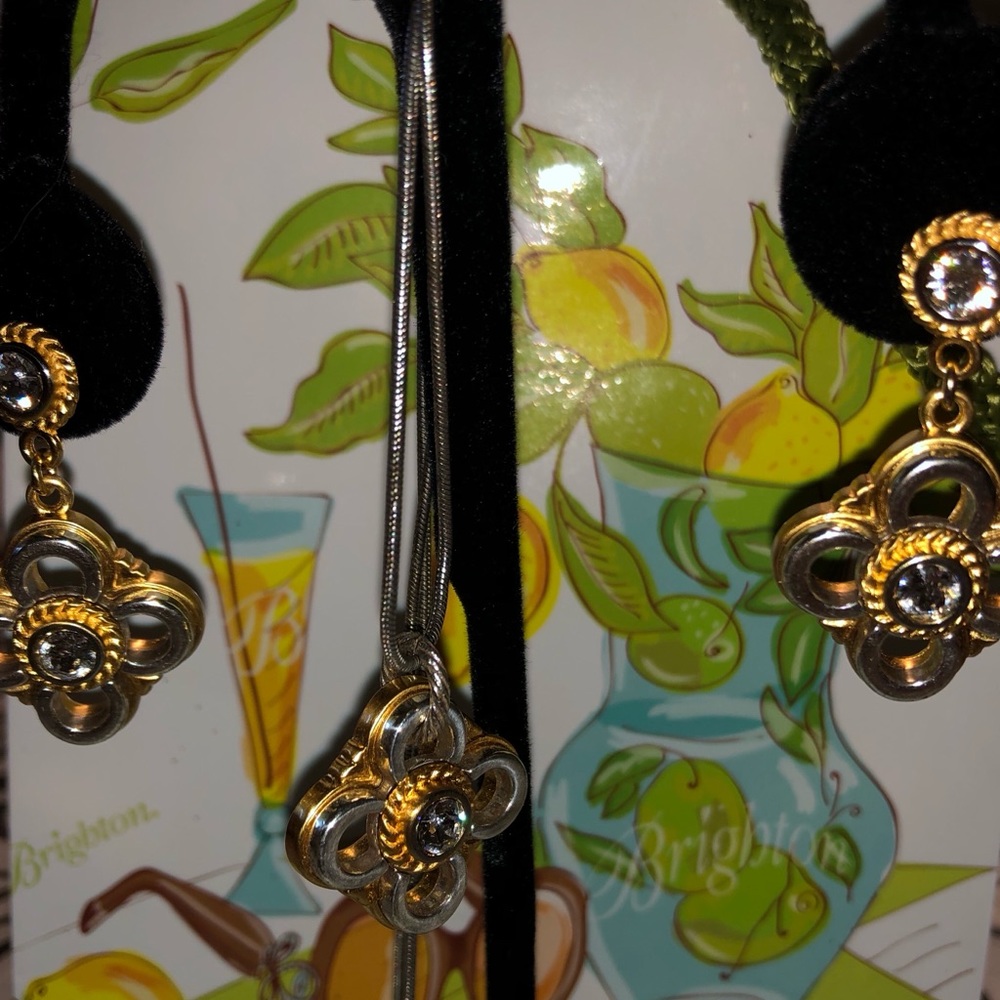 Brighton two-toned earrings and necklace set.